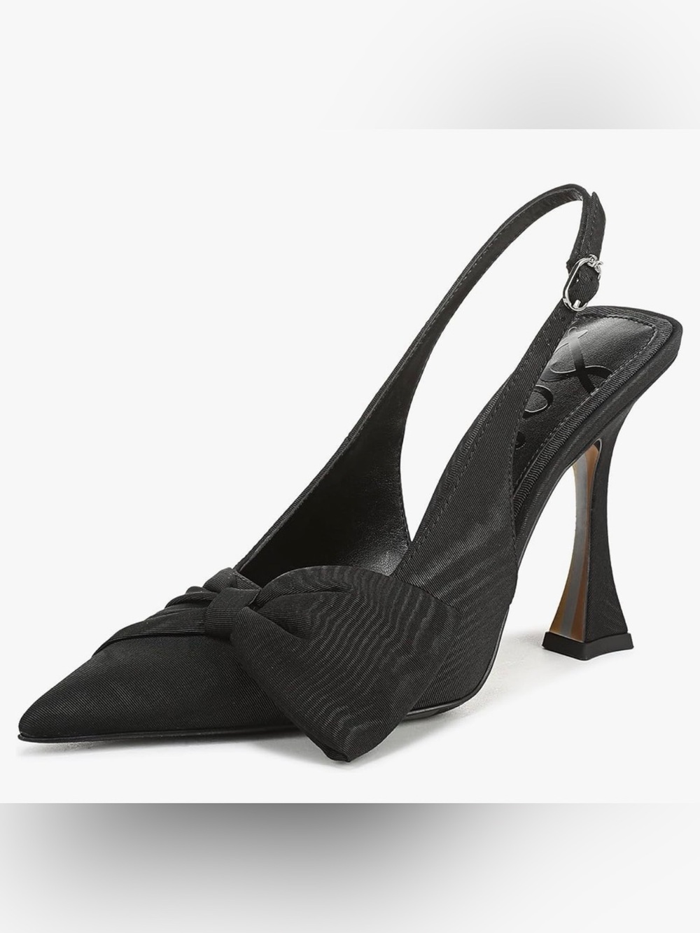 Sam Edelman Black Pointed-Toe Slingback Heels with Knot Bow